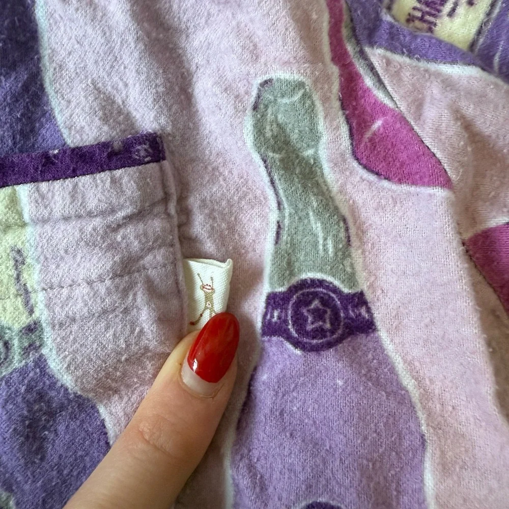 Munki Munki Ladies Flannel Champagne Bottle Festive PJ Top Purple Women's Small - Picture 11 of 11